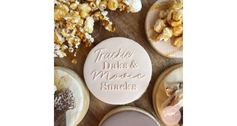 Trackie Daks And Movie Snacks Cookie Stamp by Sarah Maddison