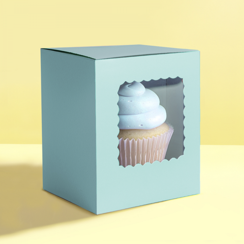 Scalloped Single Cupcake Box (Pack of 6) – Pastel Blue