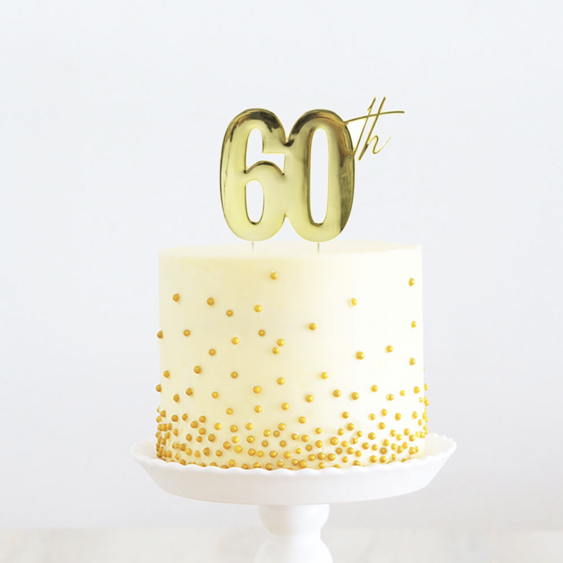 Gold Metal Cake Topper - 60th