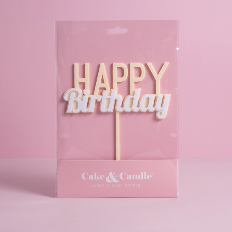 Milkshake Happy Birthday Cake Topper in Caramel