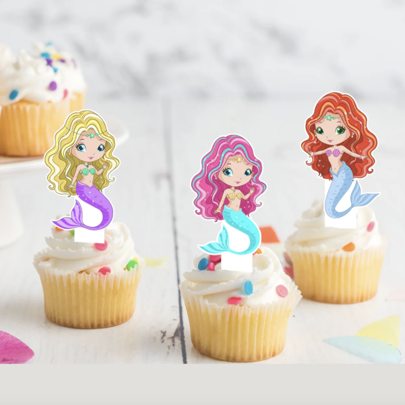 Mermaid Under The Sea Pre-cut Edible Stand-Up Wafer Card Toppers