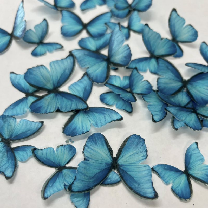 Bright Blue Pre-cut Edible Wafer Butterflies